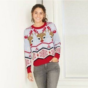 Women's Rudolph Fair Isle Light Up Graphic Pullover Sweater - S Small